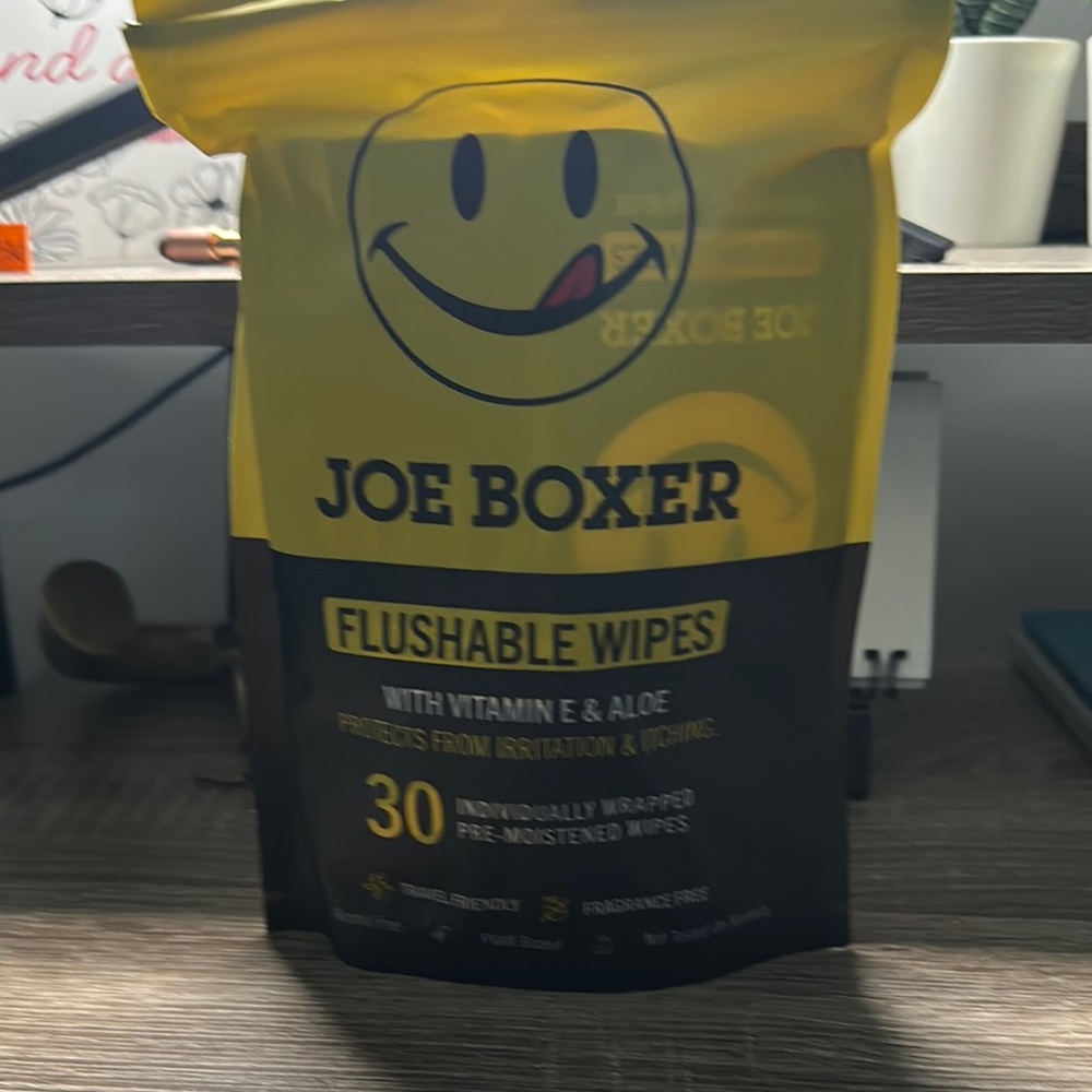 Joe Boxer Yellow and Black Flushable Wipes